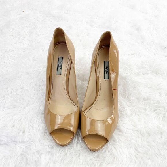 Prada Patent Leather Peep Toe Stiletto Heel Pumps - Picture 2 of 10